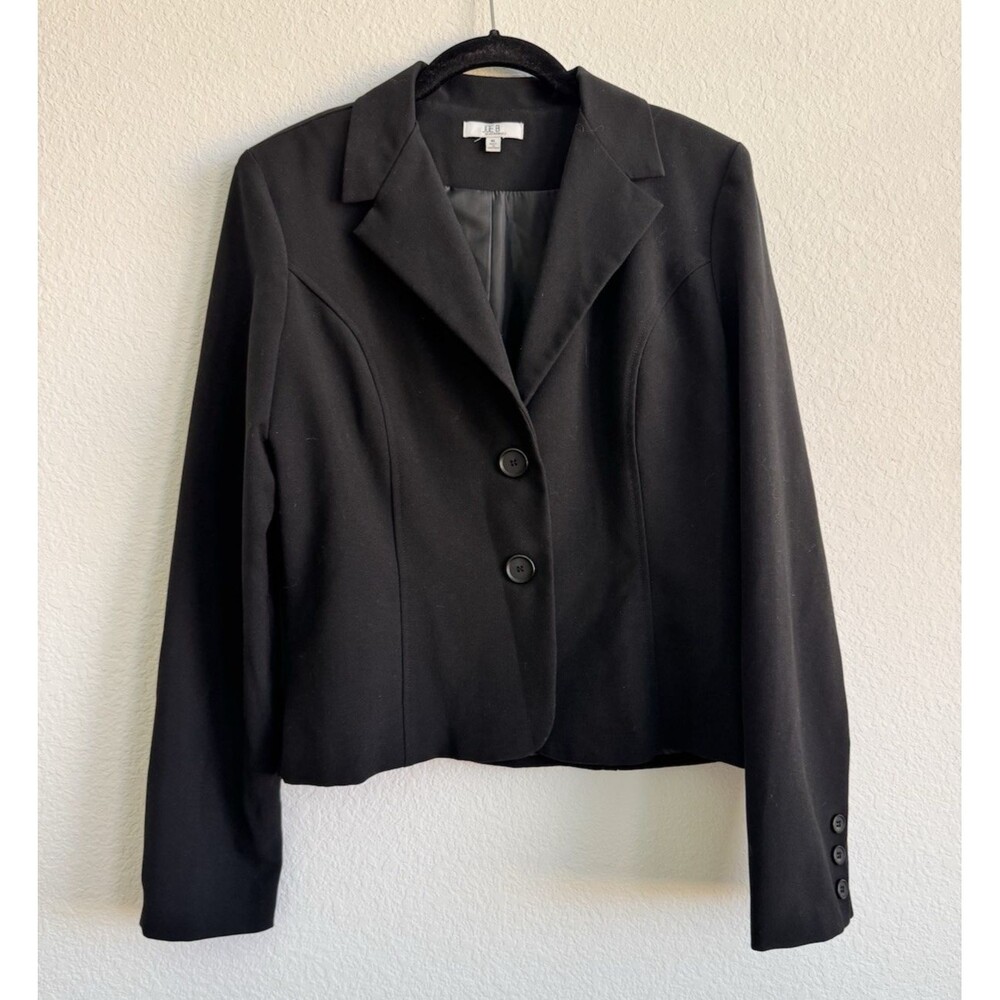 Joe B Women's Solid Black Button Front Blazer Notch Lapel Size XL